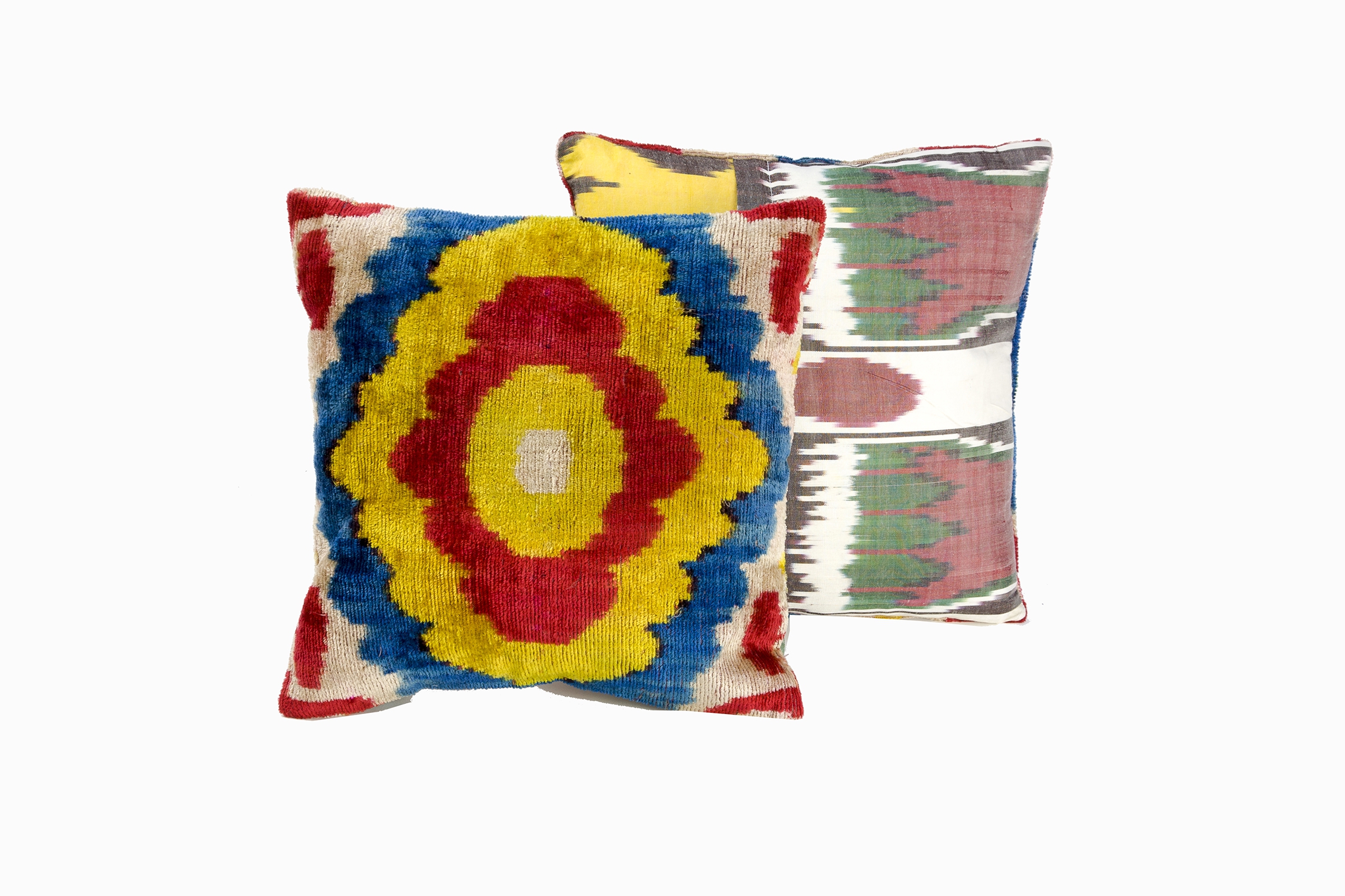 patterned velvet cushions