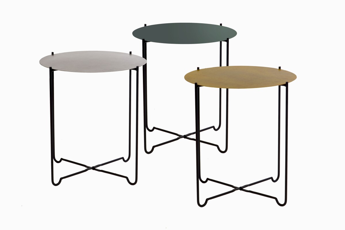 round metal folding side table