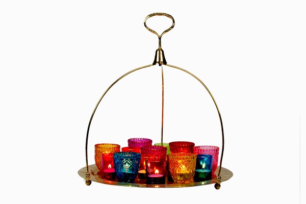 Angling Candle Lantern Brass Tent Hanging Candlestick Tea Light